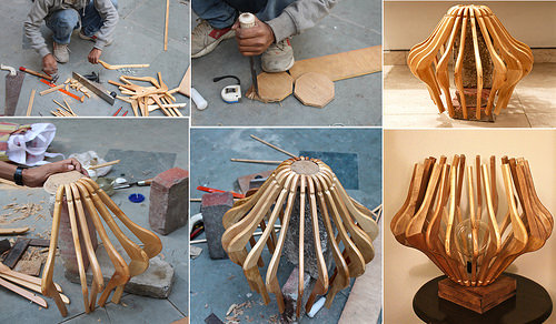 wooden clothes hanger diy lamp
