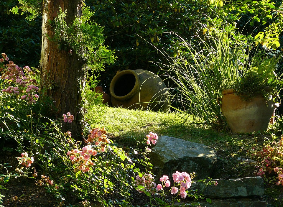 Beautiful garden filled with flowers